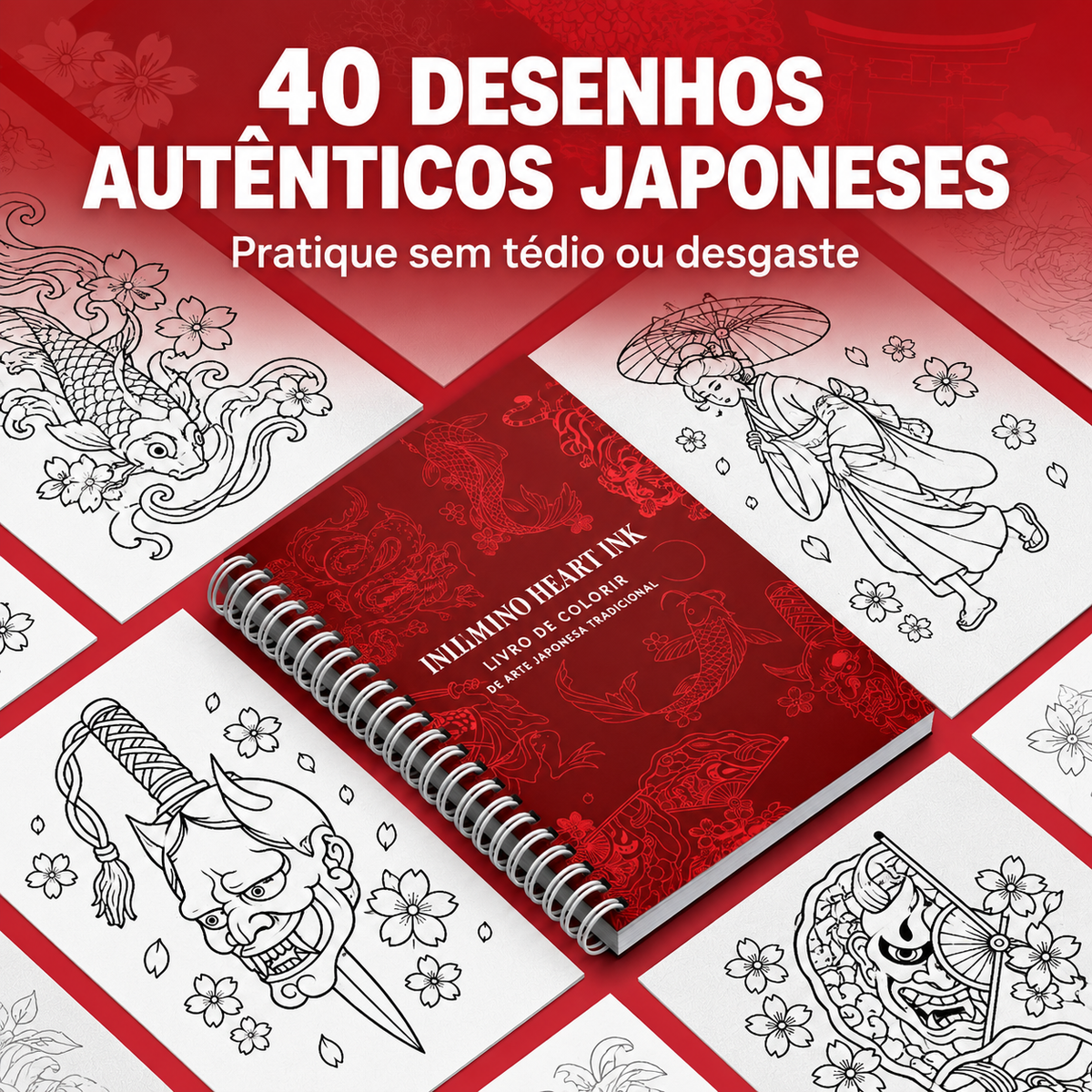 Livro de Colorir de Tatuagem Tradicional Japonesa
