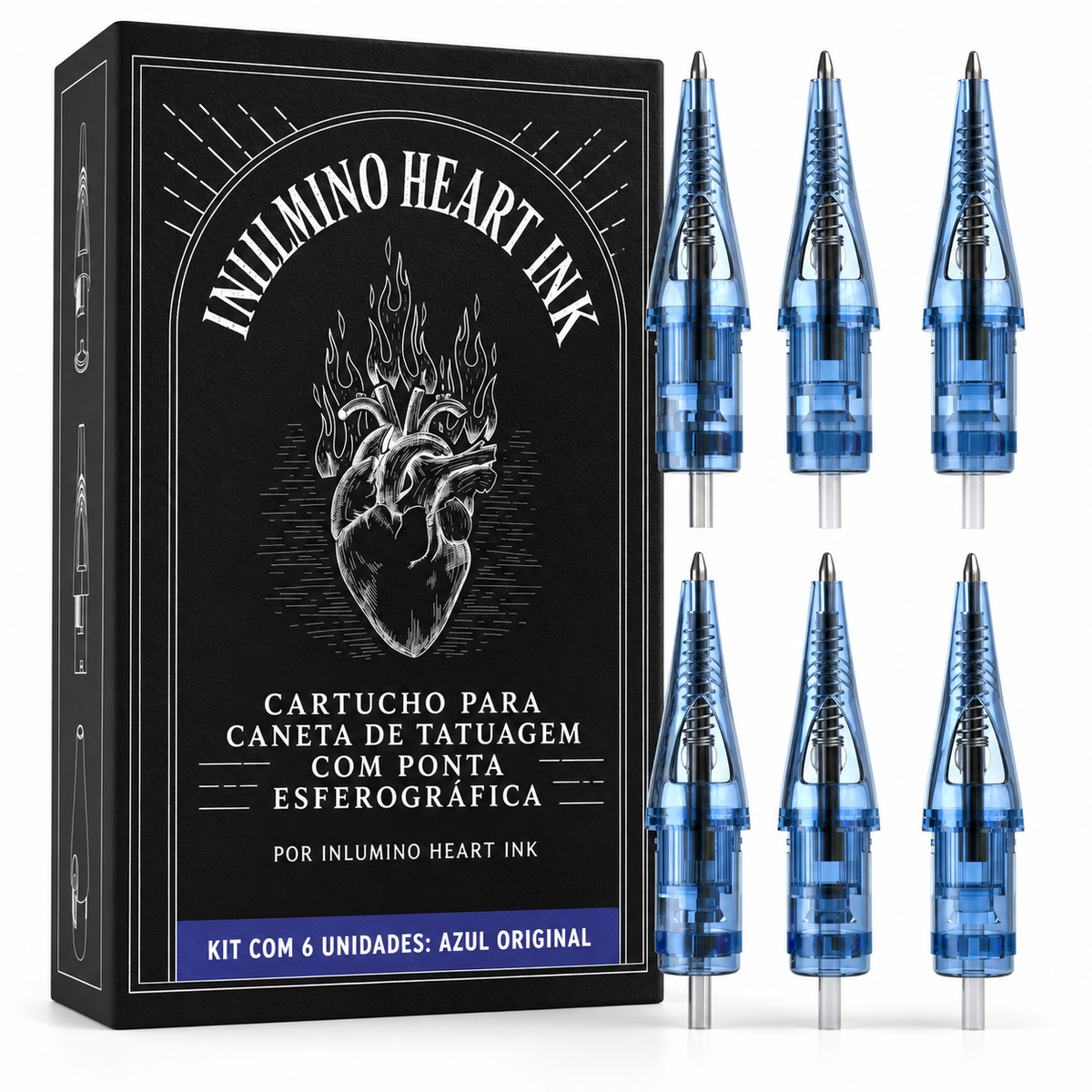 Kit com 6 Cartuchos de Caneta Esferográfica — Tinta Saturada